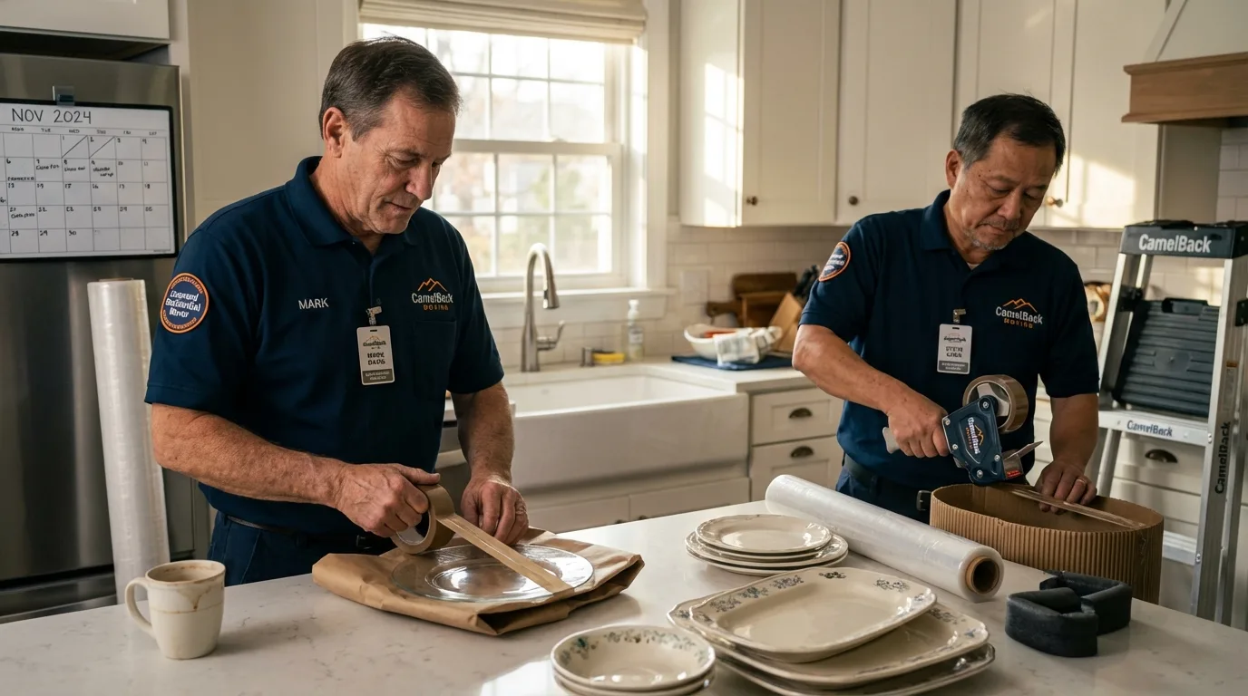 Professional crew packing kitchen dishware in Ipswich, SD